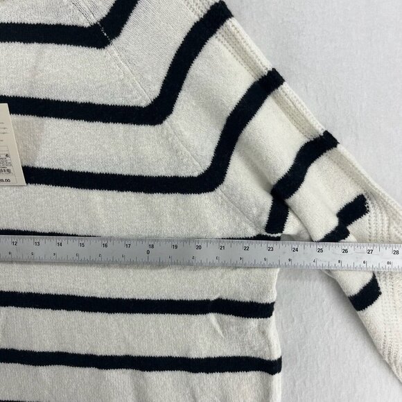 A New Day Sweater Womens XL Cream Black Striped Cowl Mock Neck Heavy Cozy NEW - Picture 3 of 12